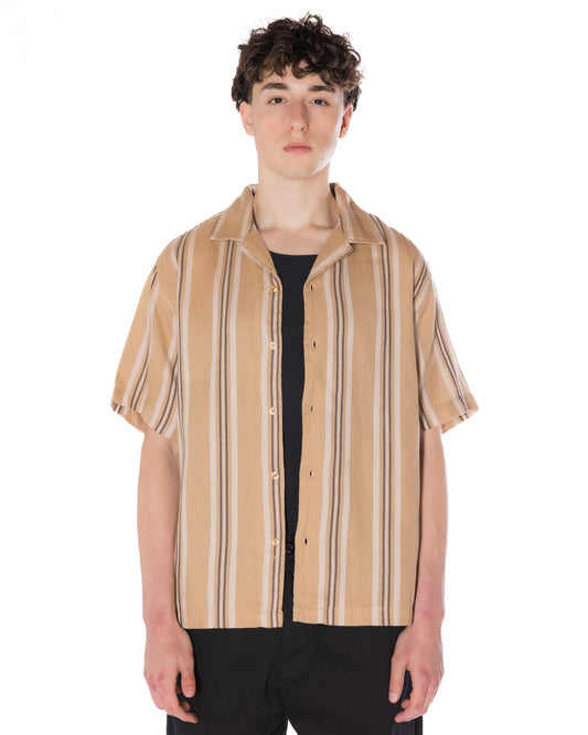 Textured Striped Shirt Tan