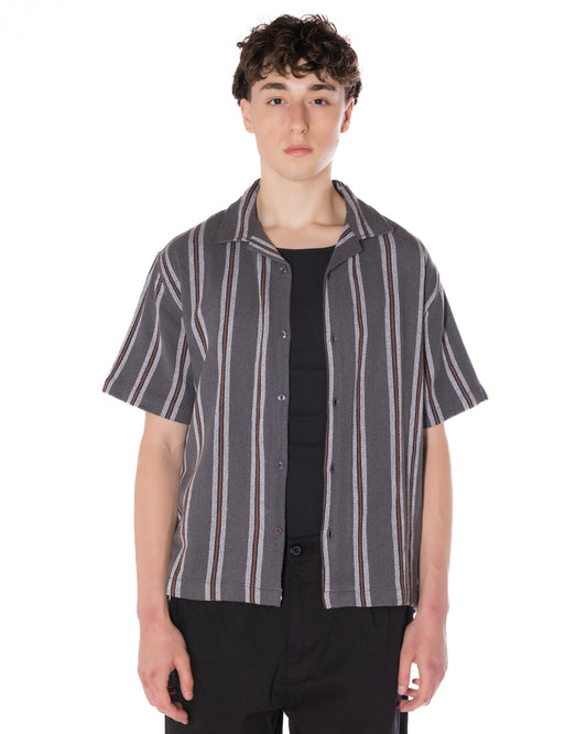 Textured Striped Shirt Grey