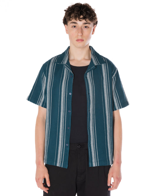Textured Striped Shirt Teal