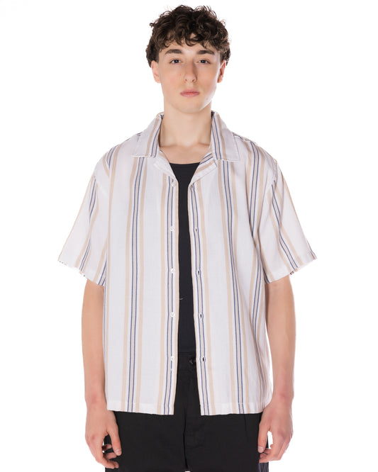 Textured Striped Shirt White/Tan