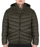 Men's Puffer Full Zip Jacket With Detectable Hood And Front Zipper Pocket (HF-MFJ188)