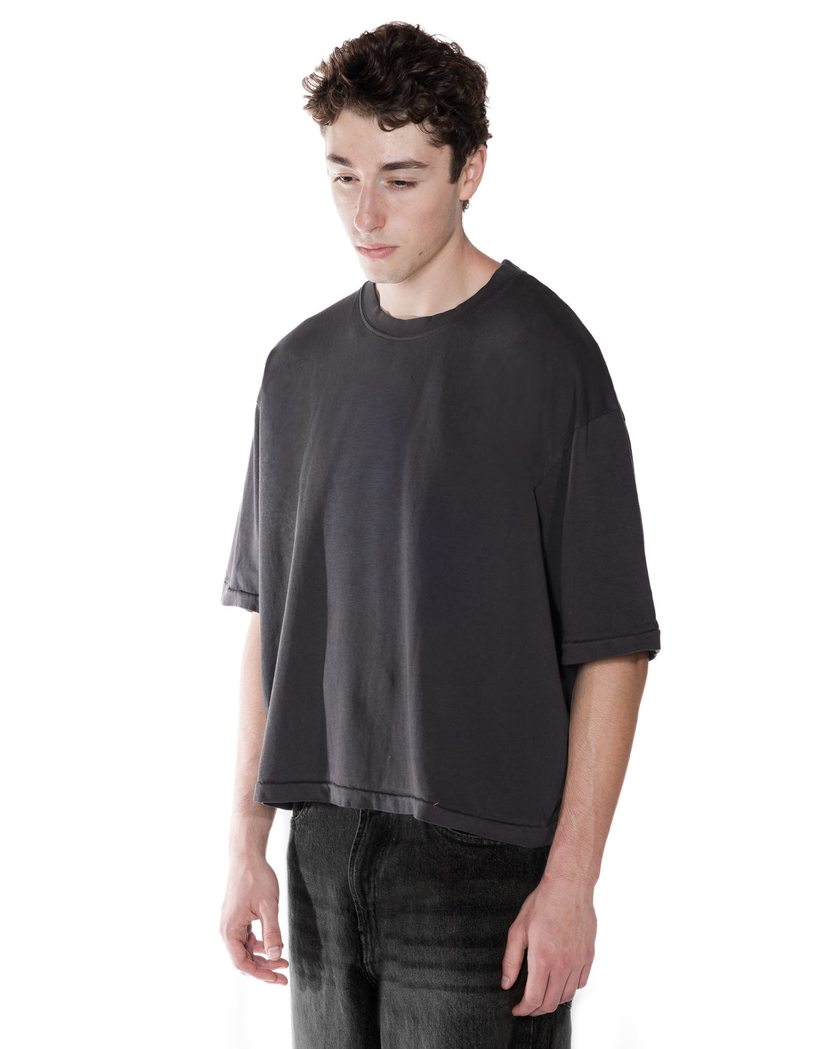 Midnight Cobalt Crop Boxy T-shirt - side
