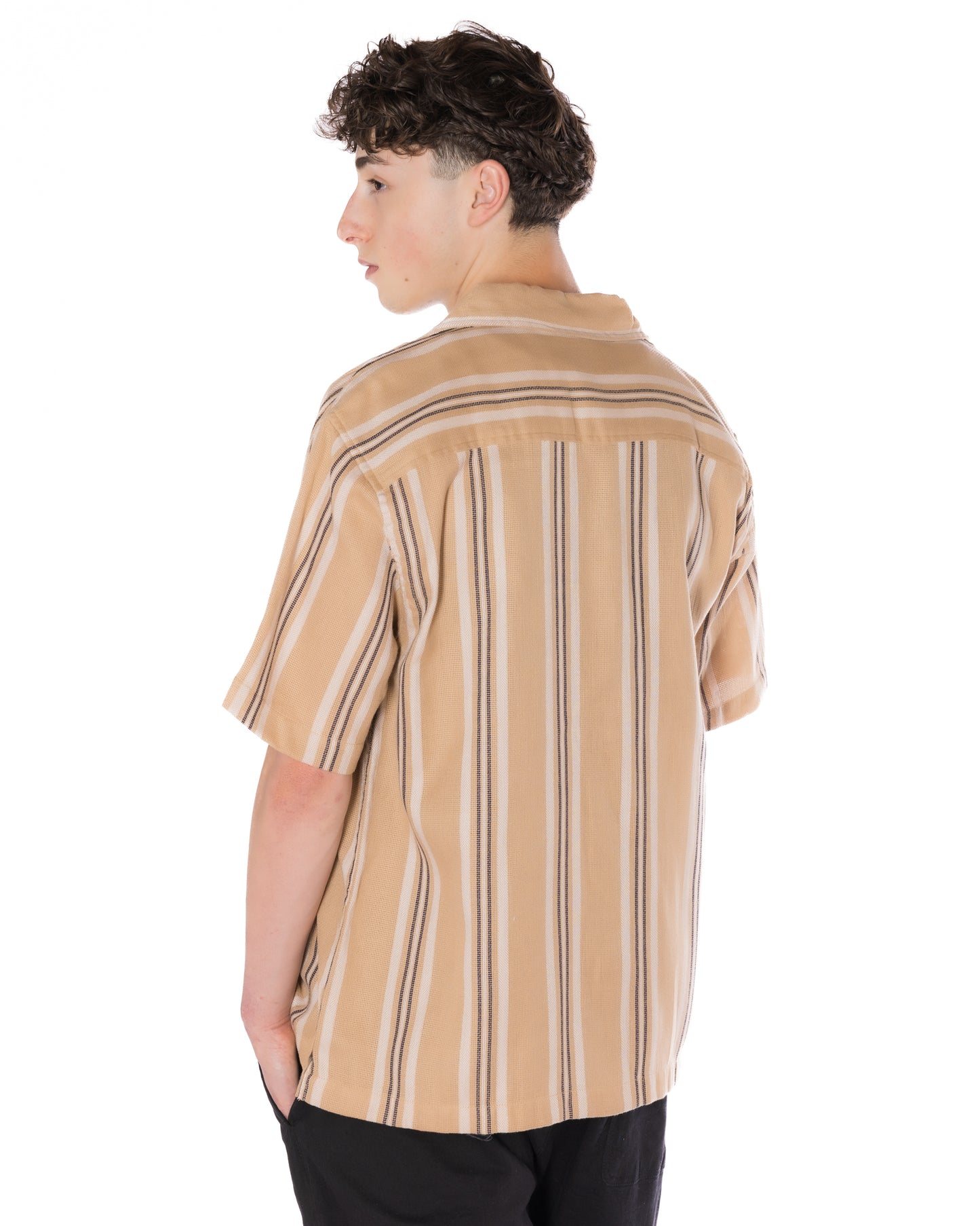 Textured Striped Shirt Tan