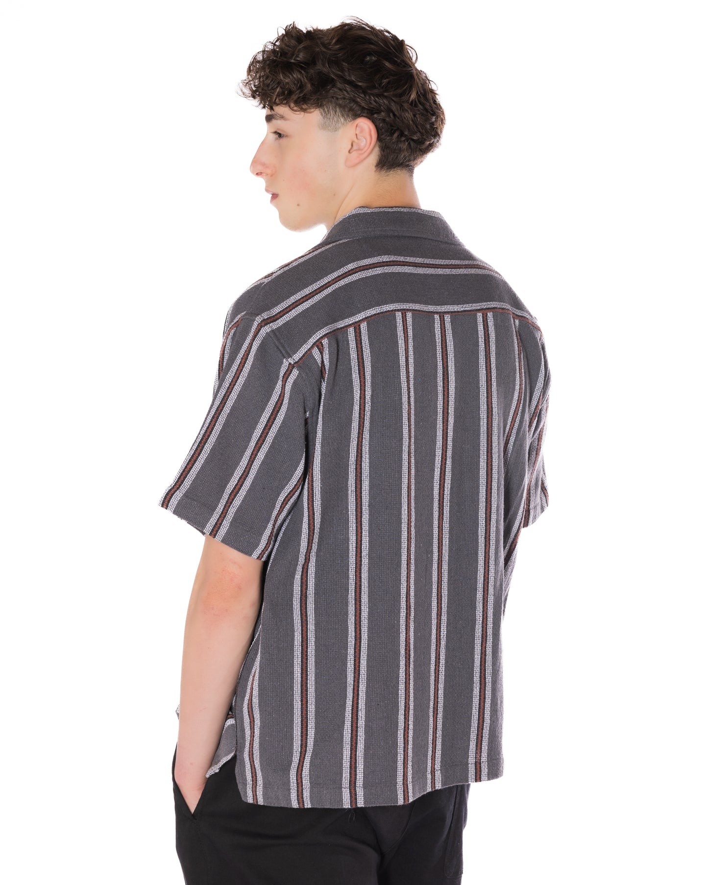 Textured Striped Shirt Grey