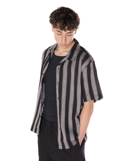Textured Striped Shirt Black/Silver