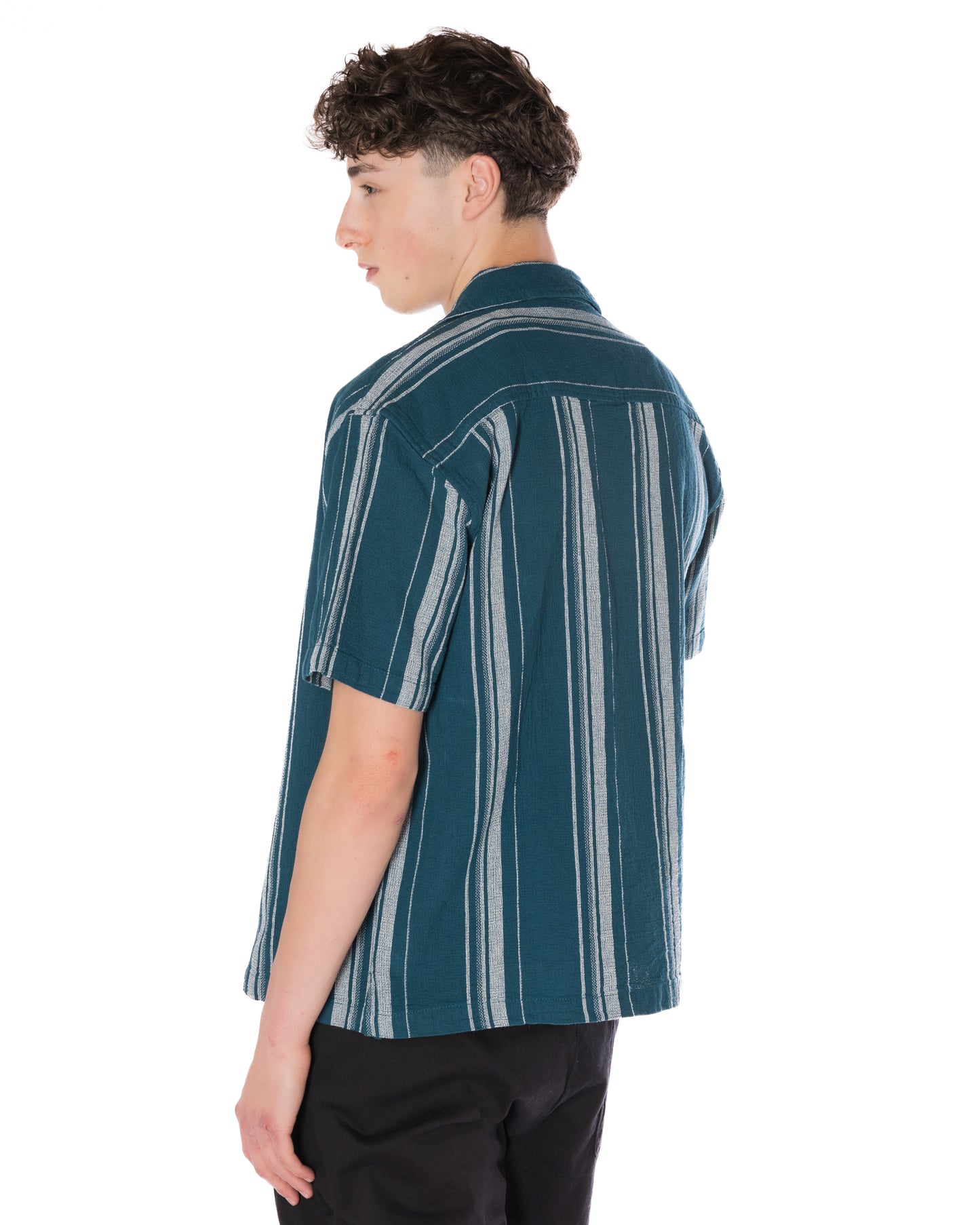 Textured Striped Shirt Teal