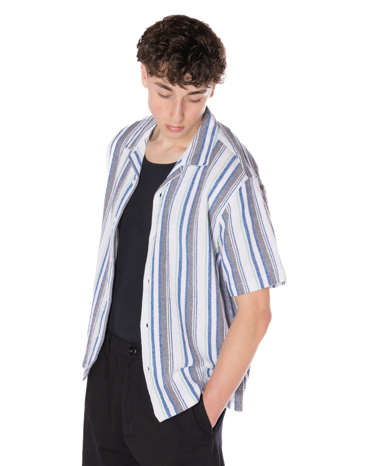 Textured Striped Shirt White/Blue