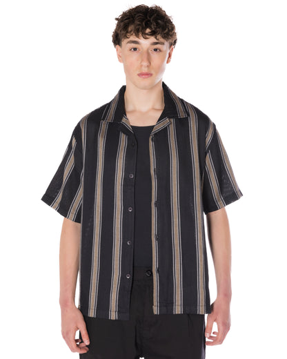 Textured Striped Shirt Black/Tan