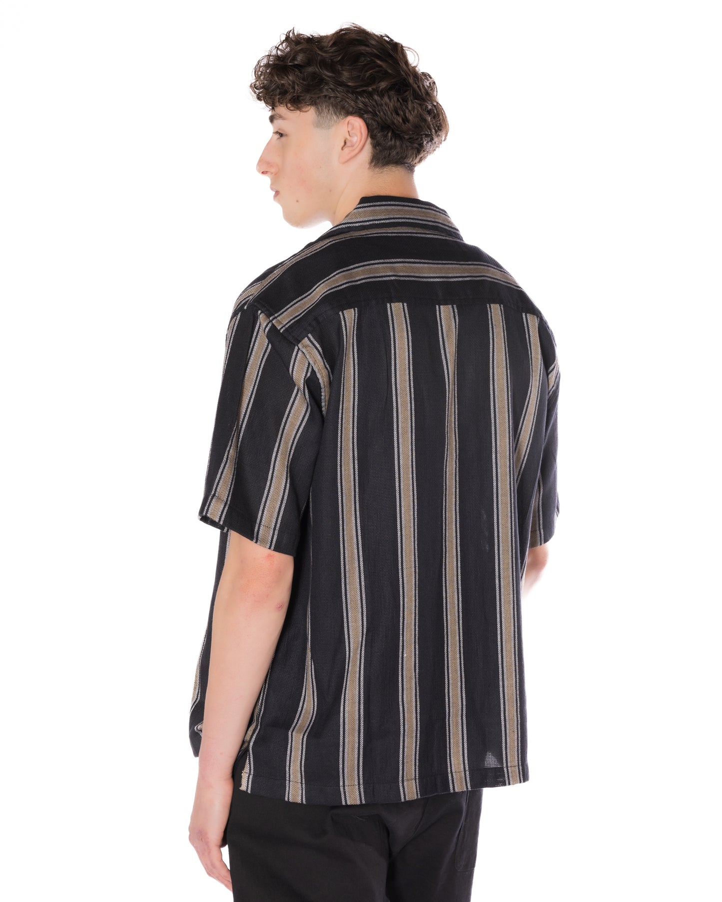Textured Striped Shirt Black/Tan