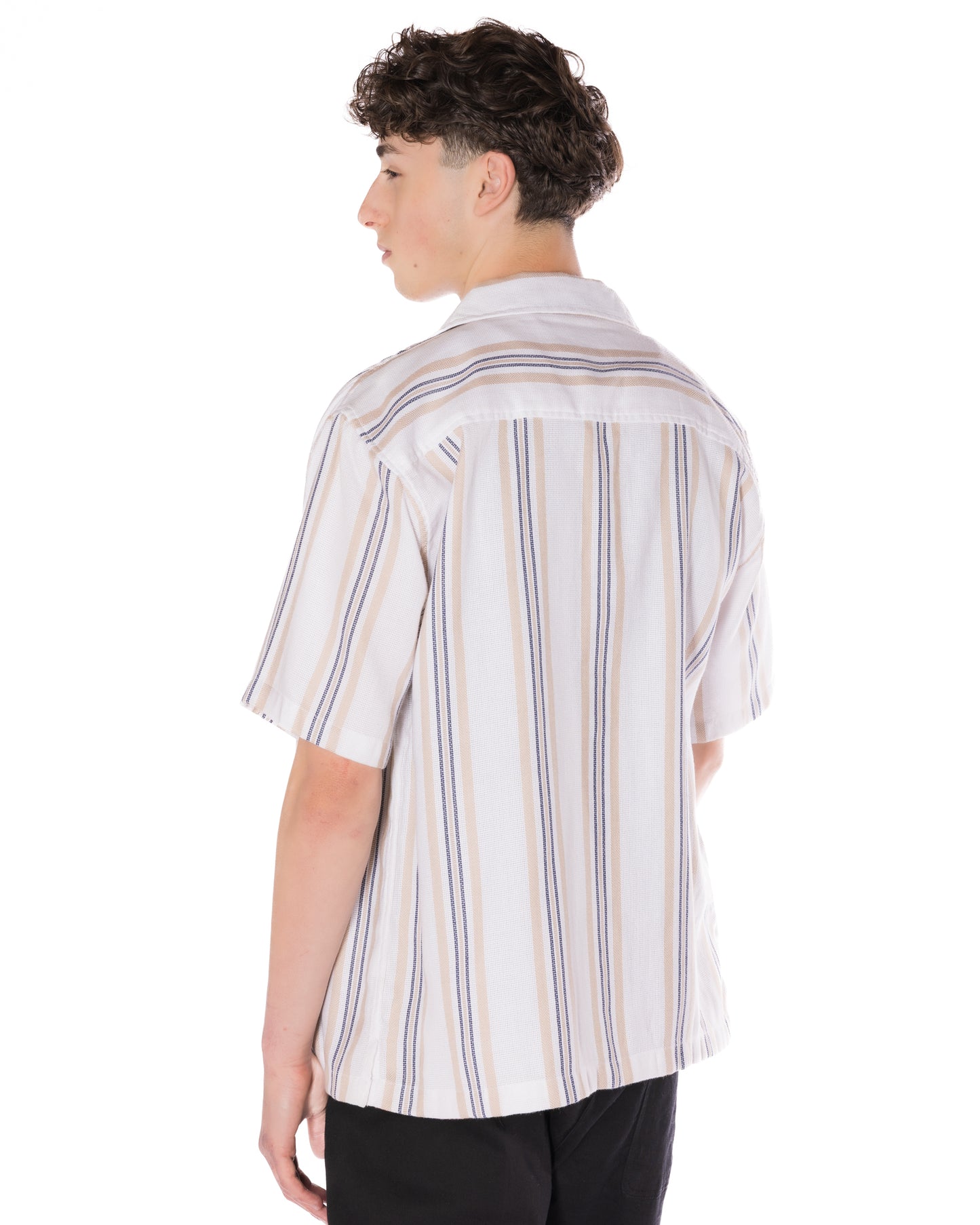 Textured Striped Shirt White/Tan