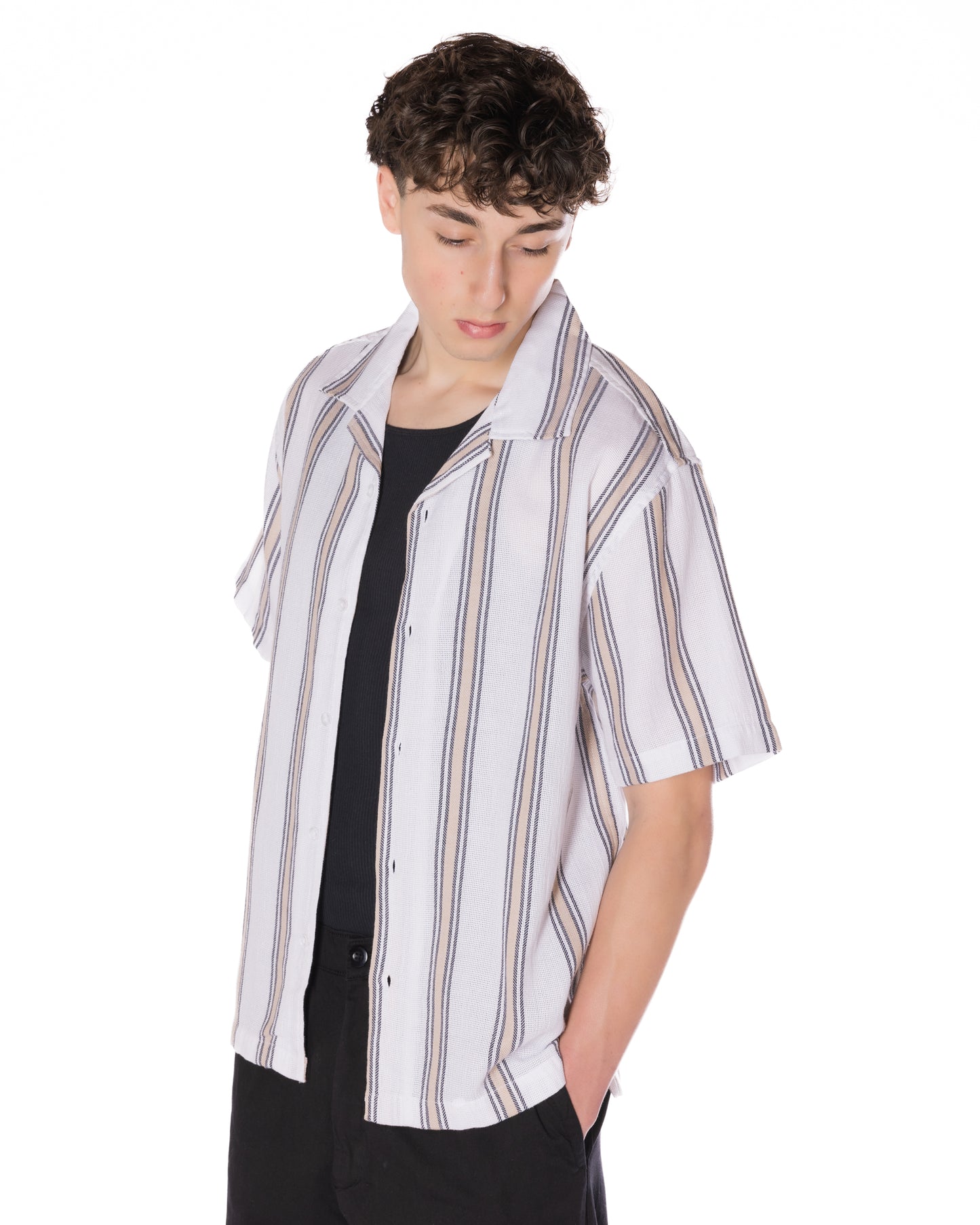 Textured Striped Shirt White