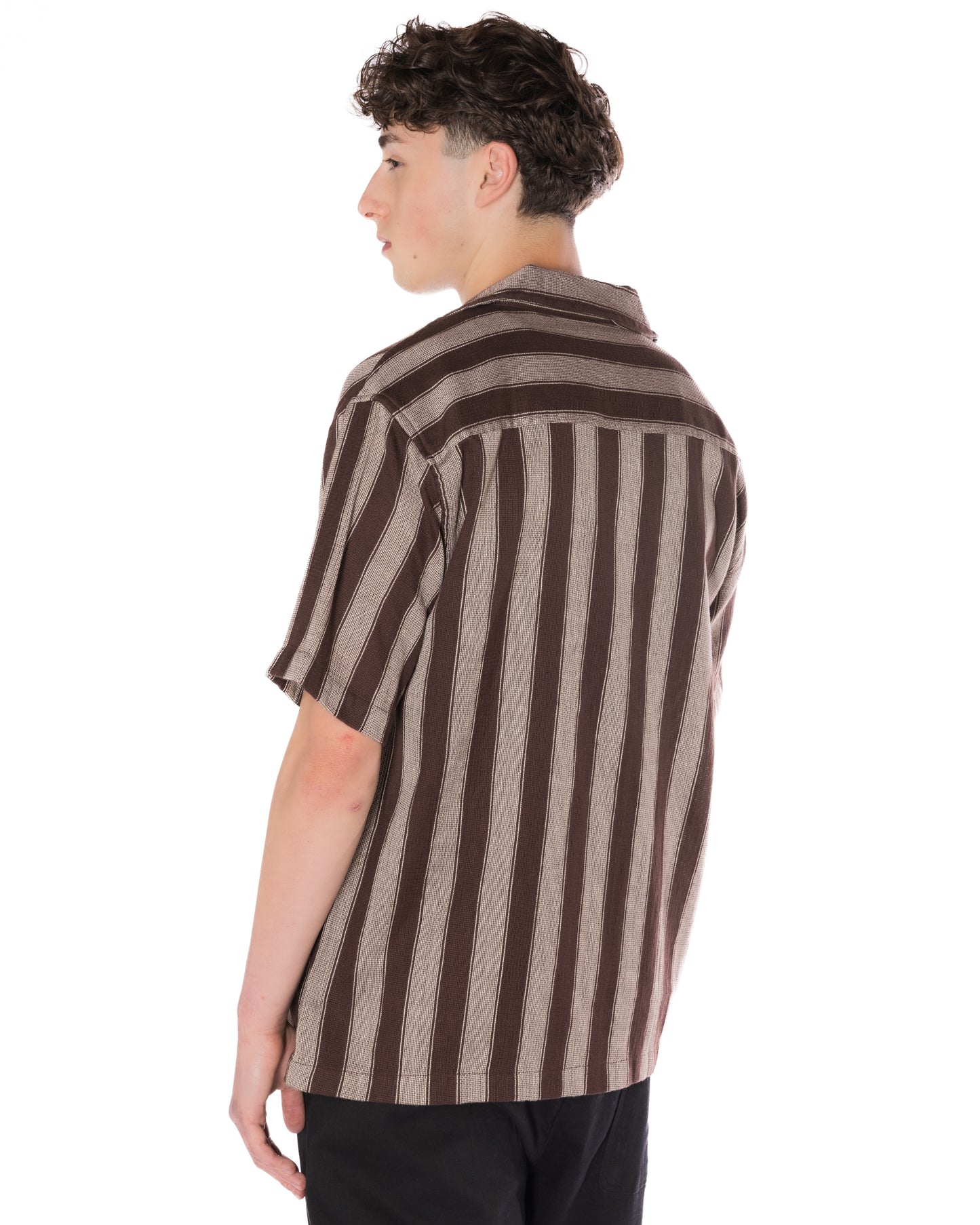 Textured Striped Shirt Brown