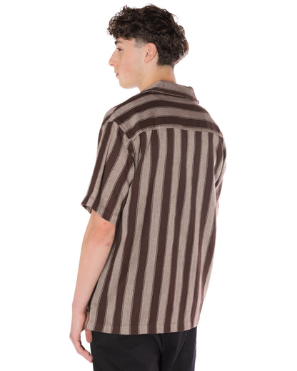 Textured Striped Shirt Brown